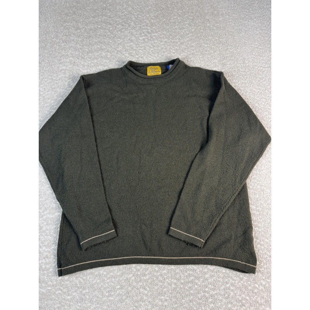 Casale & Fillmore Sweater Mens Large Green Angora Blend Crewneck Knit Pullover